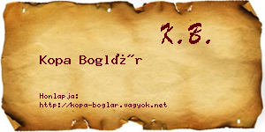 Kopa Boglár névjegykártya